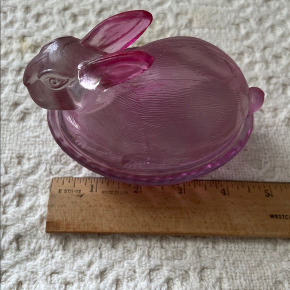 Pink Glass Rabbit Candy Dish - Picture 7 of 8